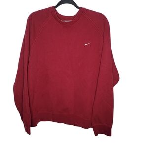Vintage Y2K Nike Sweatshirt Mini Swoosh Crewneck Sweatshirt in Red Size Large